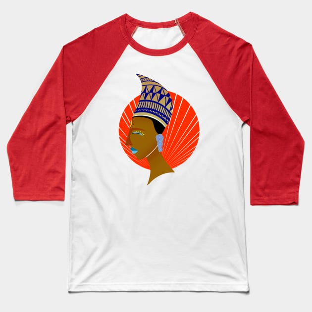 Black goddess Queen (red) Baseball T-Shirt by Meechemax